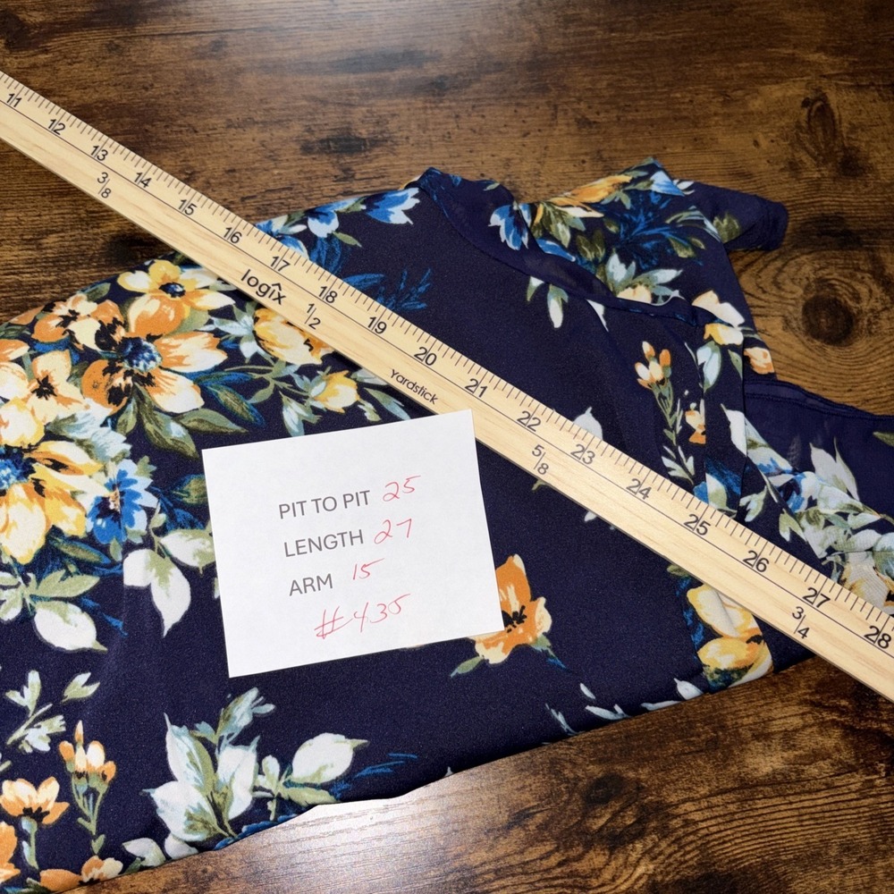 PERCEPTION CONCEPT Women's Blouse Size 2X BLUE FLORIAL Shirt Top Boho Tunic Fall - Picture 6 of 6